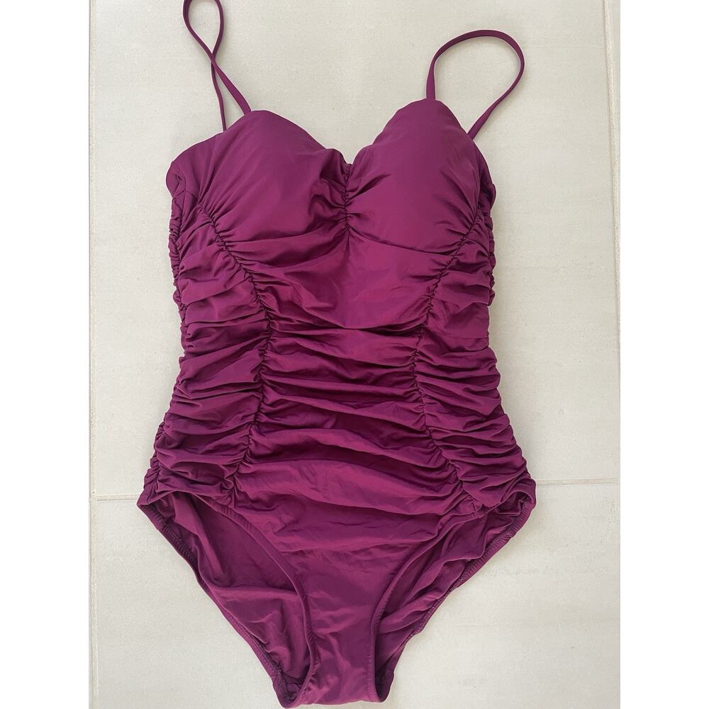 Badgley Mischka Swim One Piece Swimsuit Shirred Maillot Swimwear Summer